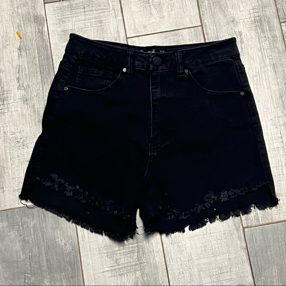 Black Label C’est Toi Frayed Hem Black Denim High Rise Jean Short M